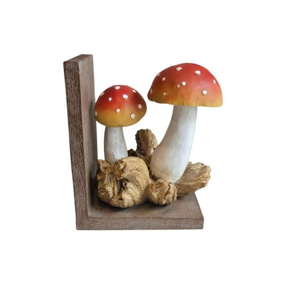 New Orange / Red Trippy Nature Mushroom Decorative Bookend Book Rest Decor - Picture 2 of 3